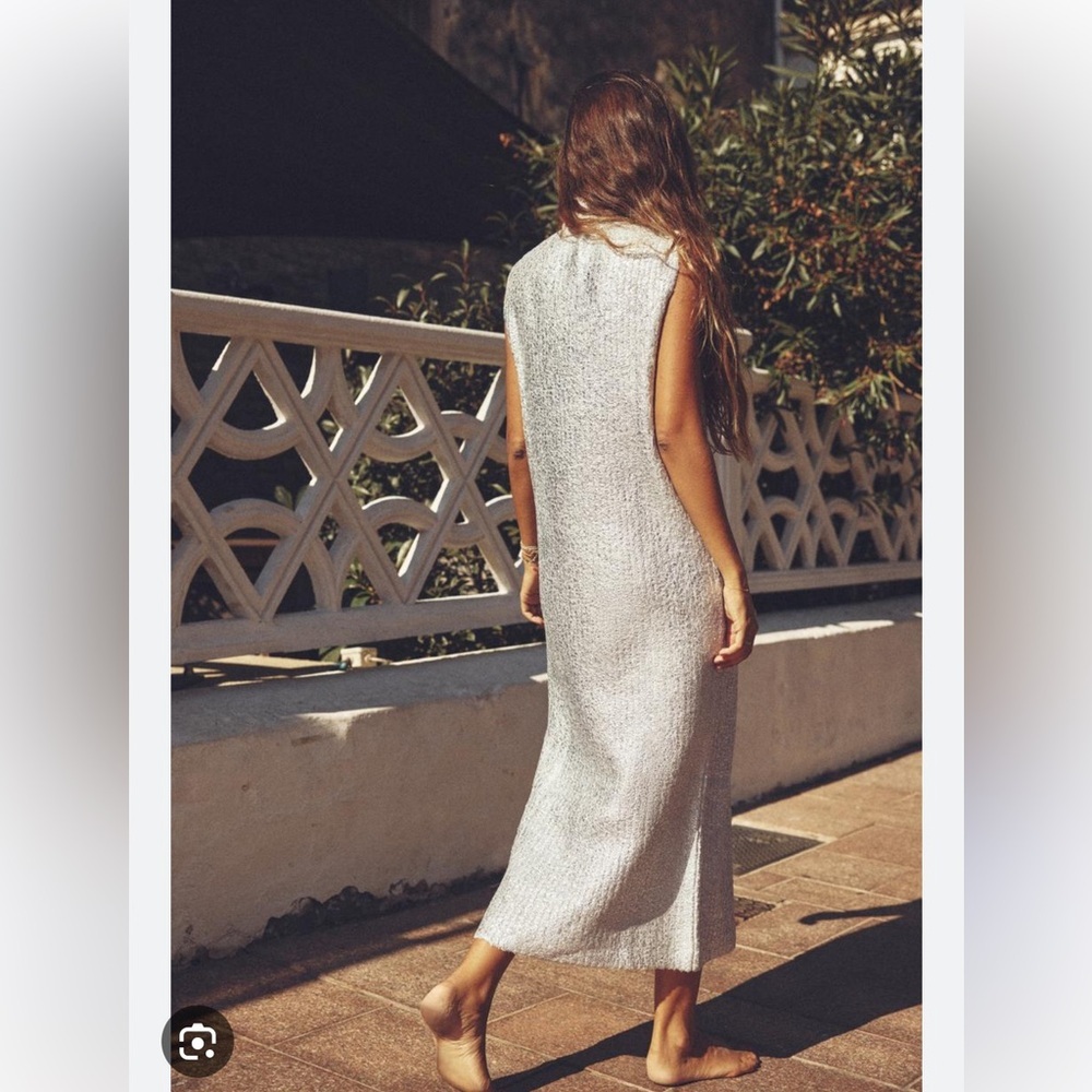 Zara Metallic Silver Midi DressSize S . Style 6427/119/808 New - Picture 2 of 11